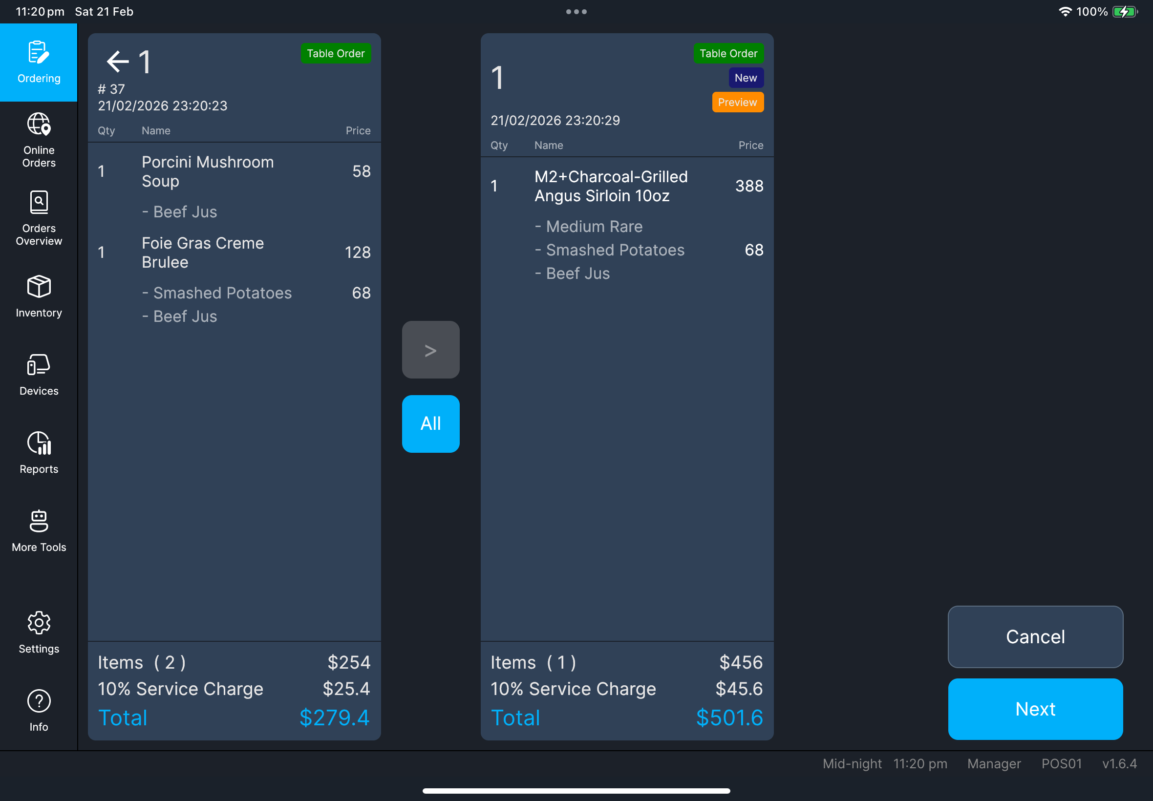 Checkout Split By Item