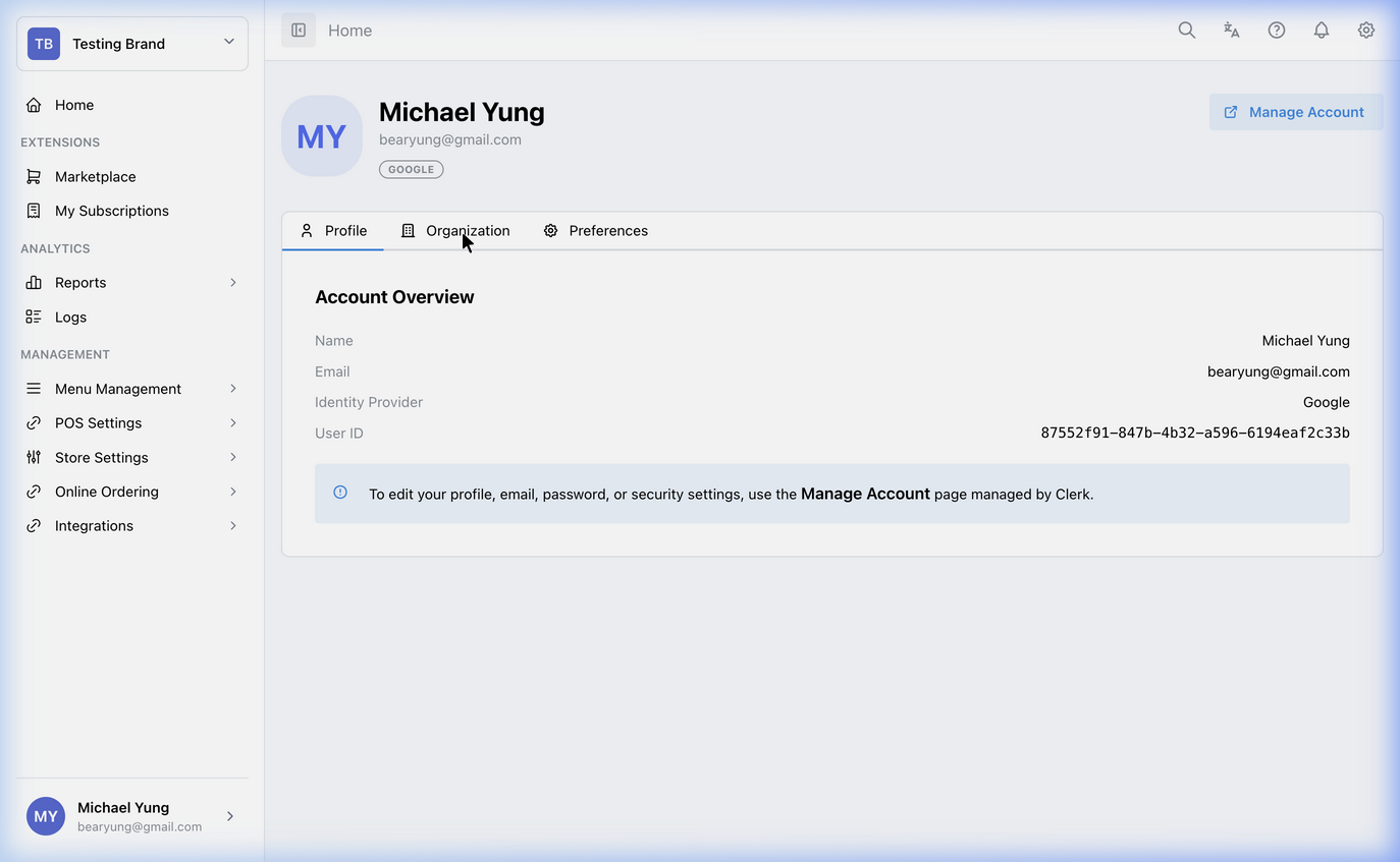 Account Profile Settings